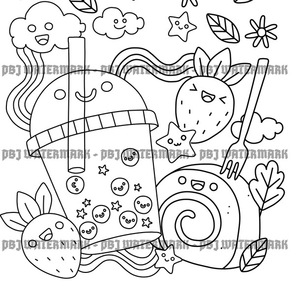 Cute Boba Coloring - Etsy Canada