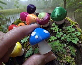 3D Printed Mini Fairy Garden Mushrooms- 10 pack Mystery Colors