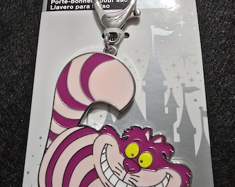 Disney Cheshire Cat Bag Charm Alice in Wonderland Pink Keychain Disney Parks