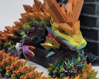 Articulated Crystal Dragon – 3D Printed Fidget Toy, Desk Buddy, Fantasy Gift