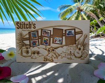 BLUE Alien Photo Collection Pin Display | Lilo & Stitch Surfboard Cork Board
