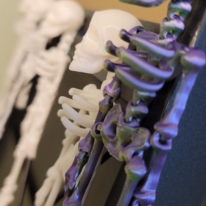 Skeleton Fridge Magnets – 3D Printed – Articulated – Mystery Color – Poseable Skeletons – Halloween Decor – Spooky Gift