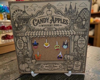 Candy Apple Mystery Pin Display | Laser Engraved Cork Board | Theme Park Inspired Pin Display | Handmade Collector Board