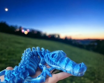 3D Printed Skeleton Crocodile – Articulated Flexi Croc – Movable Fidget Toy – Unique Desk Buddy