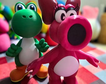 3D Printed Yoshi/Birdo Figures 7 to 8 inch aprox