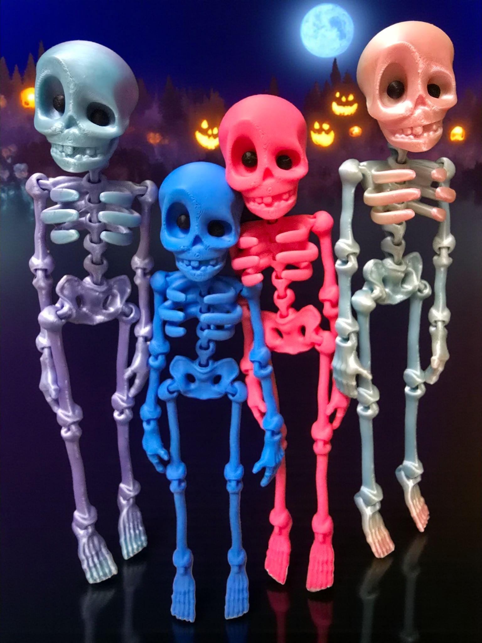 Magnete da frigorifero con scheletro snodabile, stampa 3D, divertente