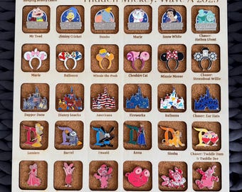 Hidden Mickey Pin Display Board: WDW, Disneyland 2024-2026 Waves (11 x 15)