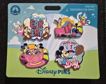 Disney Parks Best Day Ever Pin Set Mickey Minnie Pluto Chip Dale Donald Booster Set 2025