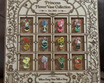 Laser Engraved Princess Vase Pin Display Board, 12x12 Cork Pin Holder