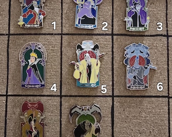 Authentic Disney Villains Portrait Pin Set 2024 Evil Queen Ursula Maleficent Hades Jafar
