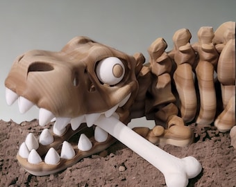 3D Printed Flexi Skeleton T-Rex: Poseable Dinosaur - Halloween Decor