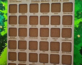 Hidden Mickey Pin Display Board: WDW, Disneyland 2024-2026 Waves (14.5 x 11.5)