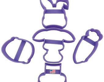 EASTER COOKIE CUTTERS  Easter Bunny Holding Baby Mini Rabbit Carrot Egg Stackable Spring Cookie Cutters 3 Interchangeable Pieces (5 Pack)