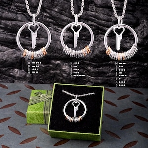 MATURE Custom Cage Key Necklace with Morse Code - Personalized for Secret Messages Unique Style Secret Communication
