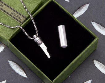 Custom Text Secret Key Necklace: Stainless Steel BDSM Cylinder Lock