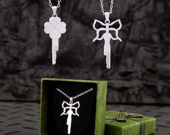 Butterfly & Clover Cage Key Necklace: Fairycore Privacy Jewelry