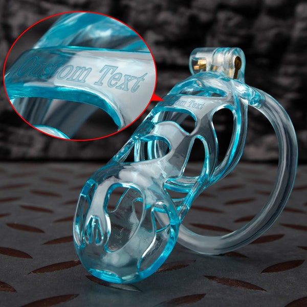 MATURE Ghost Blue Car Paint Coated Chastity Cage: Spiral Ring 3D Printed Cock Cage for BDSM Fetish Restraint and Adult Pleasure