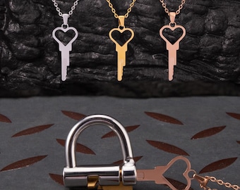 Heart Padlock Key Necklace: BDSM Lover Gift