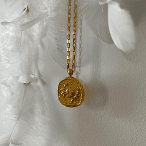 Zodiac Constellation Stainless Steel Pendant Necklace Plating, 18K Gold Plated, Unisex Necklace.