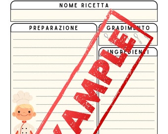 Schede compilabili per ricette per svezzamento con indice di gradimento