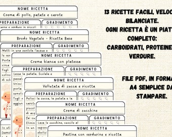 Ricettario per lo svezzamento: 13 ricette di pappe, pastine e baby food semplici e bilanciate per l'alimentazione del tuo bambino.