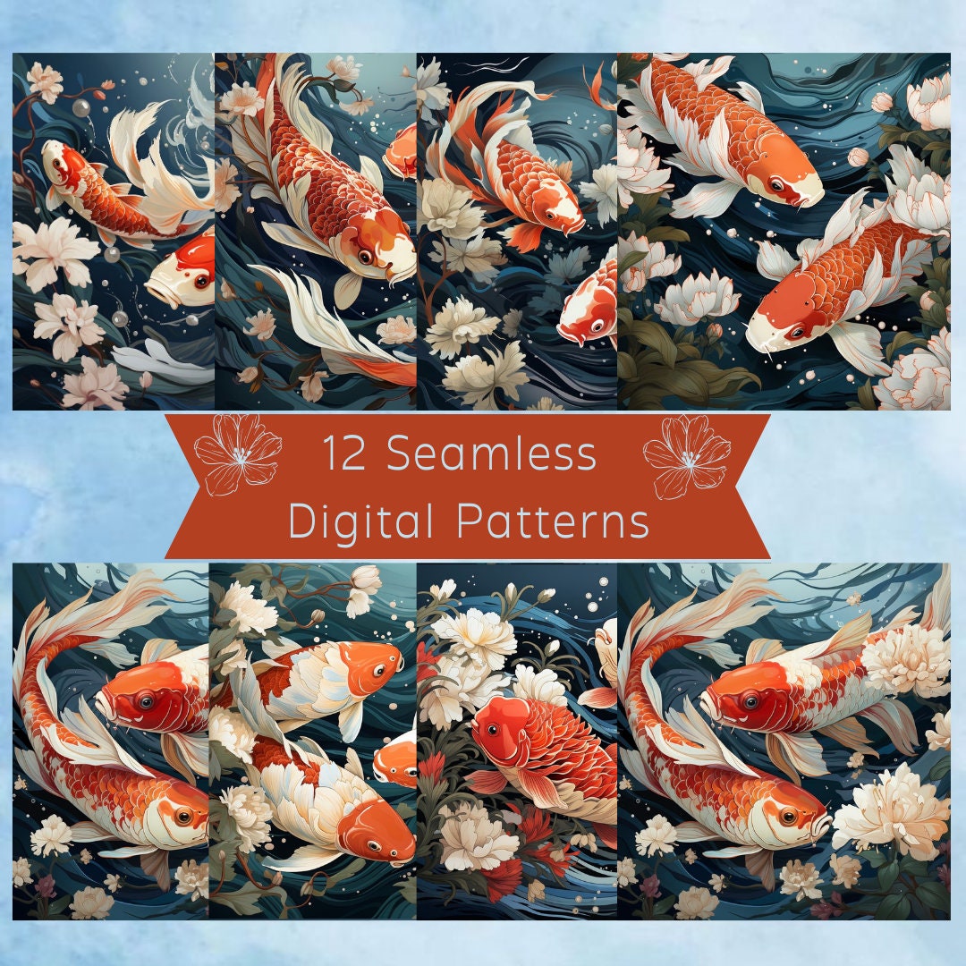 Fish Pattern Digital Paper, Seamless Pattern, Fish Journal, Magic ...