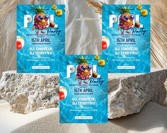 Pool Party Invitation Flyer Flyer Pool Party Summer Party Invitation Creative Summer Invitation DIY Printable Flyer Pool Party Flyer Invite