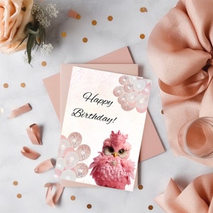 Imprimible digital descarga instantánea conjunto de dos globos de búho tarjeta de feliz cumpleaños imprimir o enviar tarjetas de felicitación de tarjeta de cumpleaños