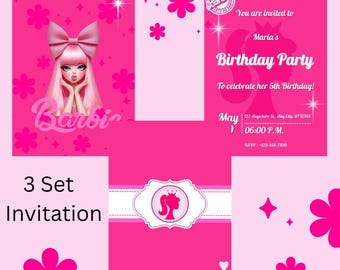 Barbie Invitation Girls Birthday Invitation Party Pink Invitation Printable Template Invitation Barbie Birthday Invitation Barbie Birthday