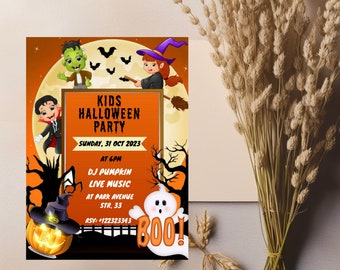 Halloween Party Invitation, Kids Halloween Party Invitation Template, Monsters Invitation, Editable Halloween Invitation, Halloween Party