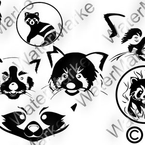 Red panda bundle of 7 SVG with negatives (download)