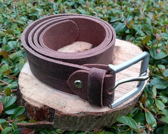 Leather belt 4 cm. 100% buffalo leather / dark brown / unique grain / can be shortened, handmade in Germany / free gift packaging.