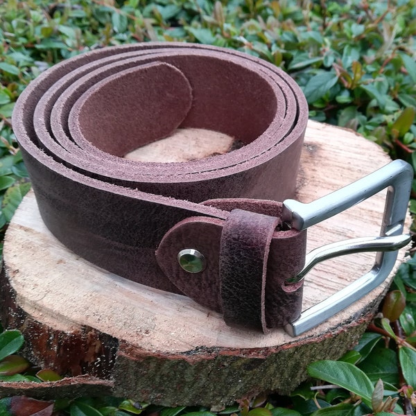 Ledergürtel 4cm.  100% Büffel Leder / dunkel braun / einzigartige Maserung /  handgemacht in Deutschland /  leicht kürzbar,  Geschenk.