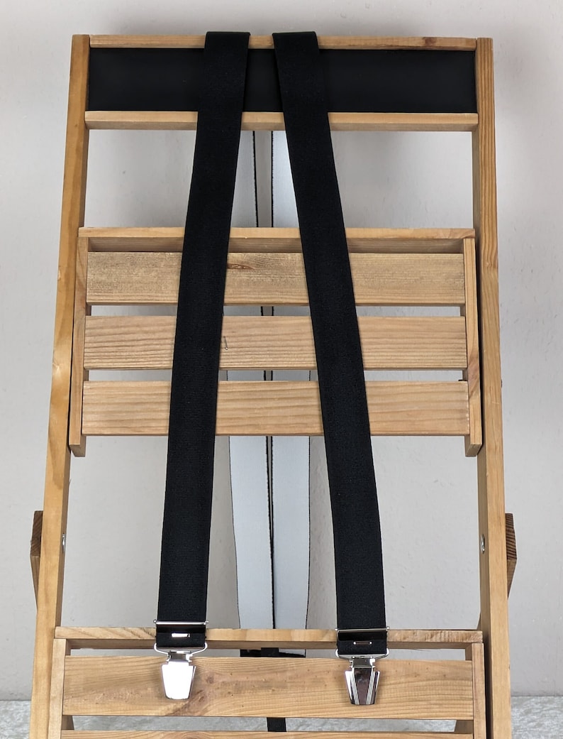 Hosenträger 3,5 cm breit mit 4 verstärkten Clips, einfarbige Hosenträger modern, stylisch, elast,stabile Hosenträger für Arbeit und Freizeit schwarz