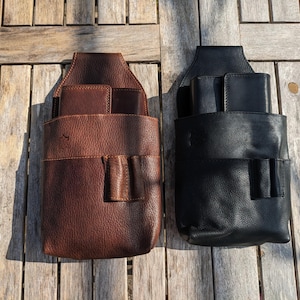 Holster für Kellnerbörse, Halfter, Gürteltasche für Kellner, Büffelleder-Holster schwarz und braun, Gastronomiebedarf, Kellner-Set, Geschenk