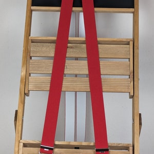 Hosenträger 3,5 cm breit mit 4 verstärkten Clips, einfarbige Hosenträger modern, stylisch, elast,stabile Hosenträger für Arbeit und Freizeit rot