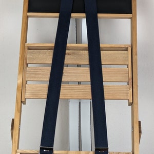 Hosenträger 3,5 cm breit mit 4 verstärkten Clips, einfarbige Hosenträger modern, stylisch, elast,stabile Hosenträger für Arbeit und Freizeit dunkelblau