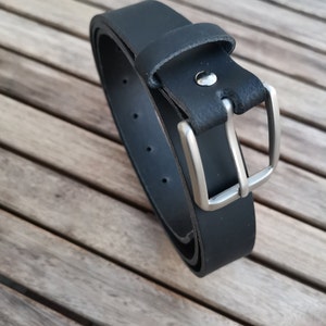 Leather belt 3 cm black, belt leather