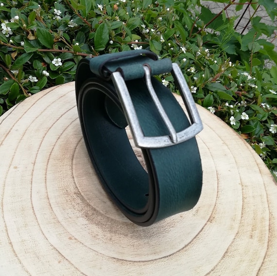 Vollleder-Gürtel 4cm / Grün Rindleder.  Geschenk
