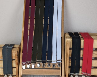 Bretels 3,5 cm breed met 4 sterke clips, effen bretels, moderne, stijlvolle, elastische, stevige bretels voor werk en vrije tijd