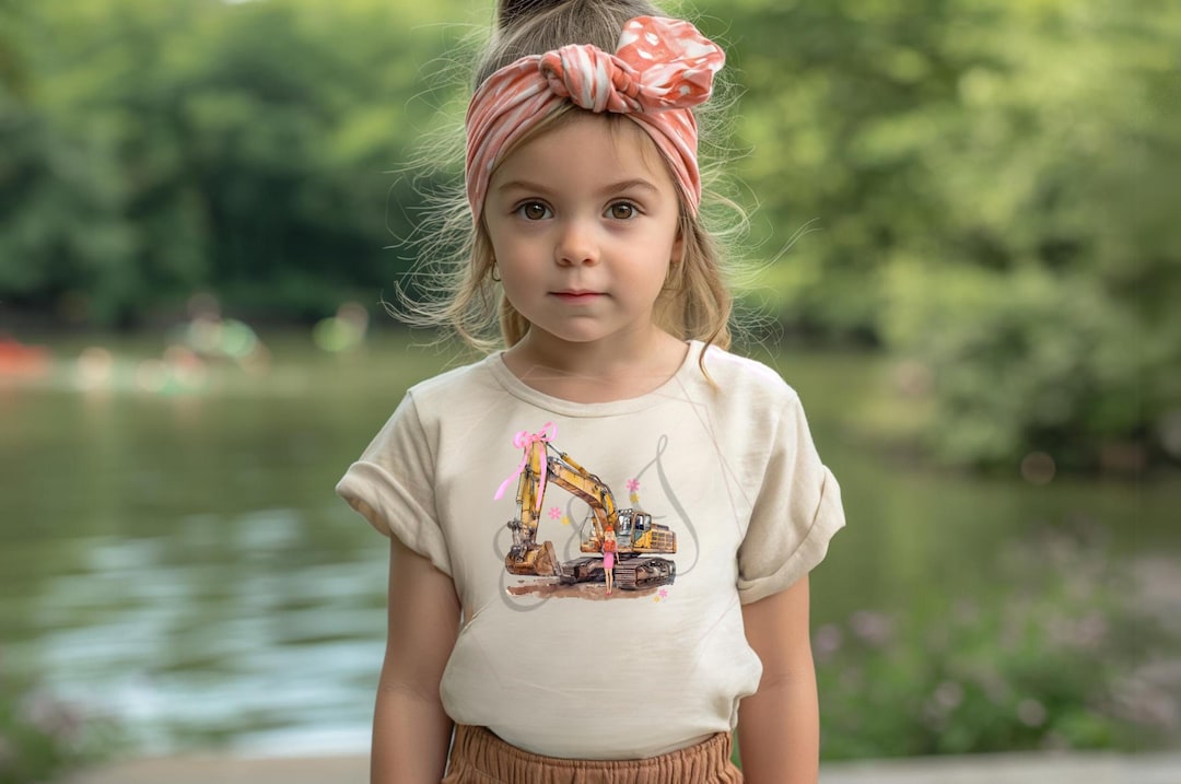Claire & Charlie Boys Shirt - Red with Excavator Truck main image 1