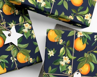 Gift Wrap Eco Citrus Wrapping Paper Orange Blossom Birthday Paper Housewarming Gift Friend Mother's Day Mom Father's Day Gift Luxe