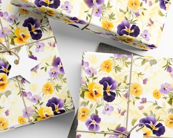 Gift Wrap Pansies Easter Gift Wrapping Paper Sweet Housewarming Mother's Day Friend Birthday Present Anniversary Wedding Paper