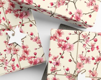 Eco Gift Wrap Cherry Blossom Floral Pastel Gift Wrapping Paper Friend Present Paper Housewarming Mother's Day Luxe Japanese Style Elegant