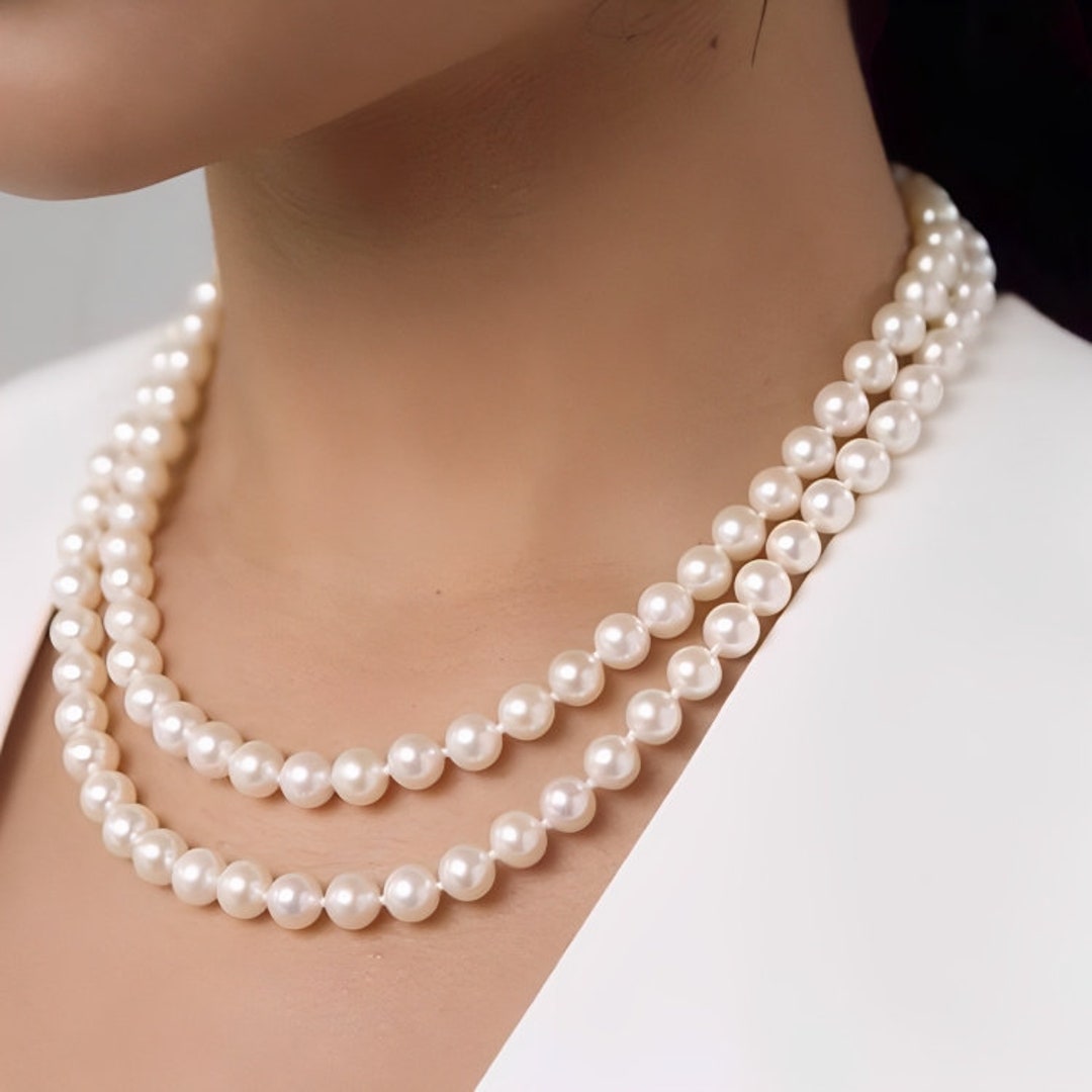 Artificial Pearl Layered Necklace Cultured White Pearl - Etsy