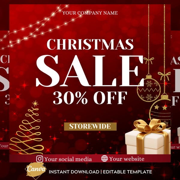 Christmas Sale Flyer Template Wigs Hair Lash Nails Christmas Day Holidays Booking Flyer Christmas Flash Sale Flyer Xmas Sale Canva Template