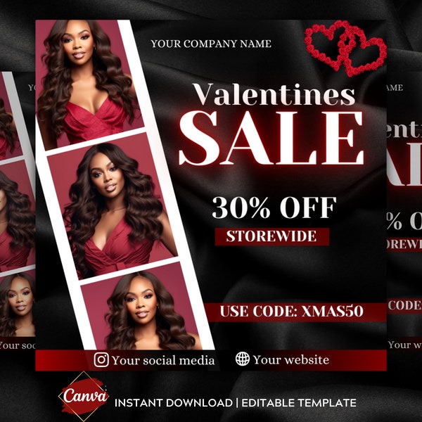 DIY Editable February Valentines Day Sale Flyer Valentine’s Day February Hair Braids Lash Booking Flyer Nail Appointments Available Book Now