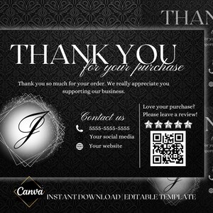 Glam Elegant Plantilla de tarjeta de agradecimiento Canva Tarjetas de marketing DIY Cabello Pestañas Uñas Tarjetas de visita Gracias Gracias por el pedido Inserto de embalaje