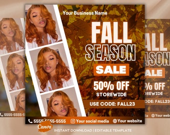 Fall Sale Flyer DIY Fall Template Design Wigs Hair Lash Nails September October Flyer Premade Instagram Autumn Flyer Post Canva Fall Post