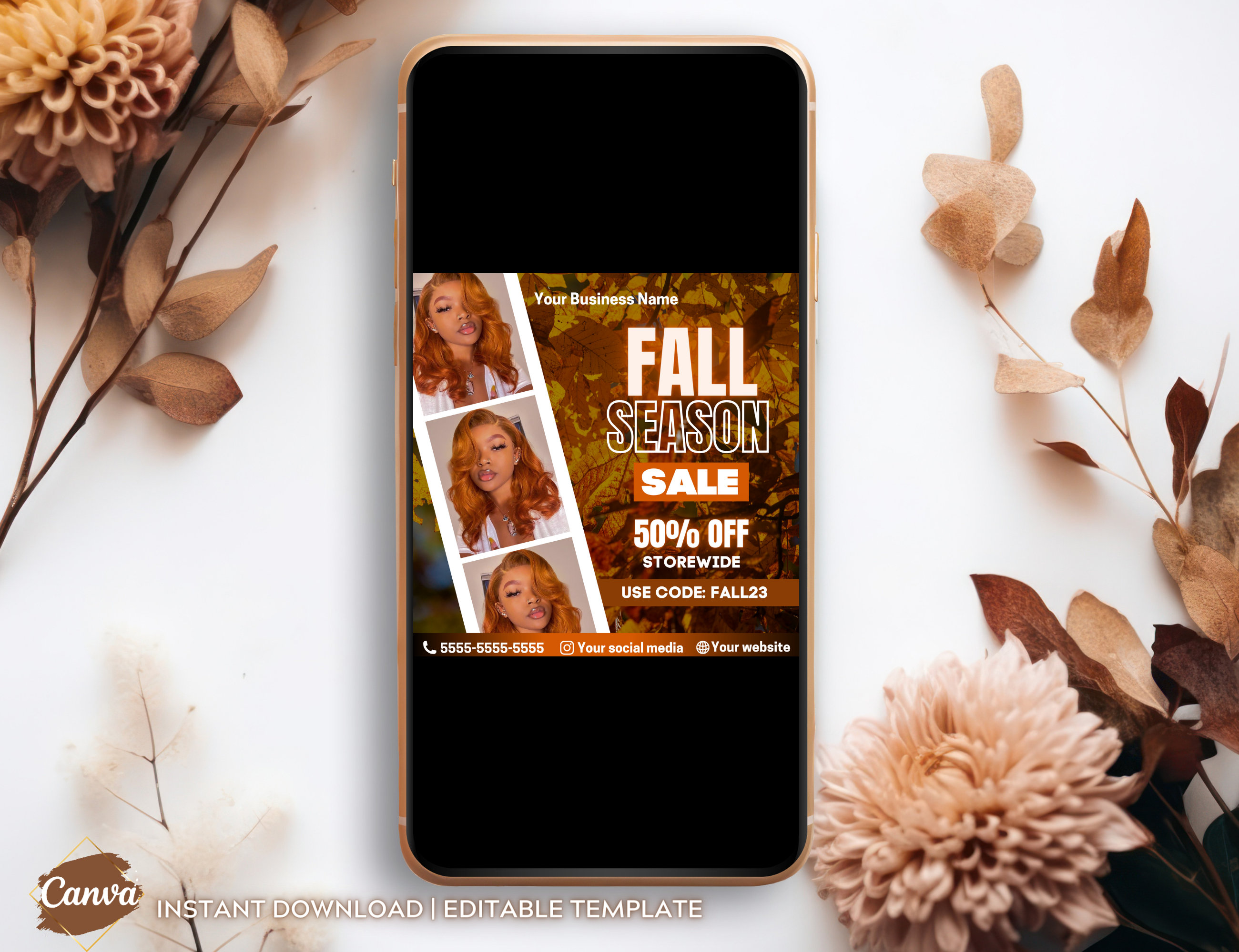 Fall Sale Flyer DIY Fall Template Design Wigs Hair Lash Nails - Etsy